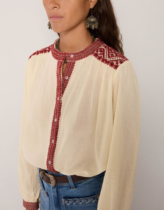 Maison Hotel Charlotte Embroidered Blouse, White (WHITE), large