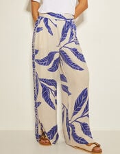 Dinah Leaf Print Trousers, White (WHITE), large
