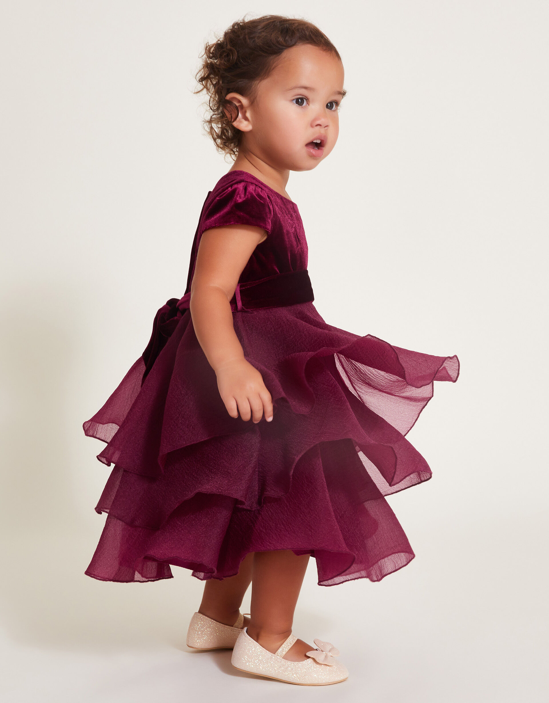 Baby Mabel Embroidered Velvet Dress Red