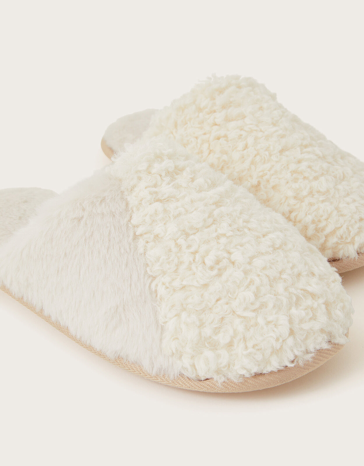 Cream mule slippers discount