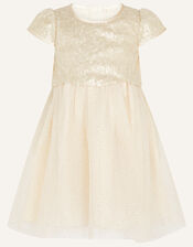 Baby Scallop Dress, Gold (GOLD), large