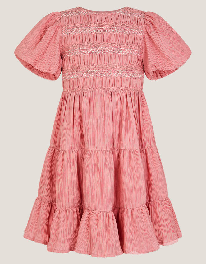 Smocked Puff Sleeve Dress, Pink (PINK), large