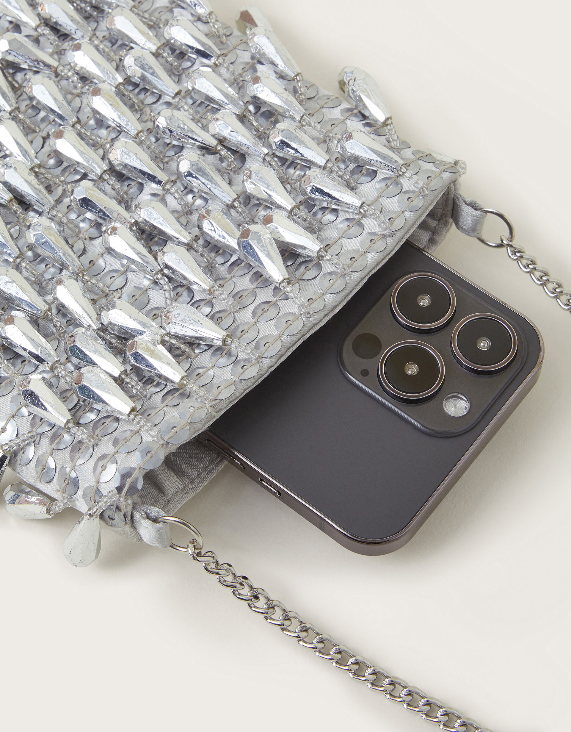Tess Tear Drop Phone Bag Silver
