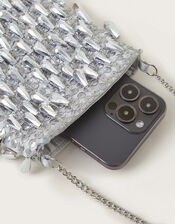 Tess Tear Drop Phone Bag, Silver (SILVER), large