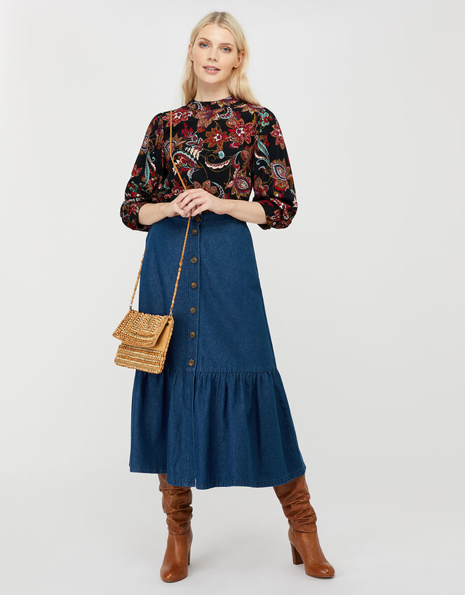 Danny Paisley Print Top, Black (BLACK), large