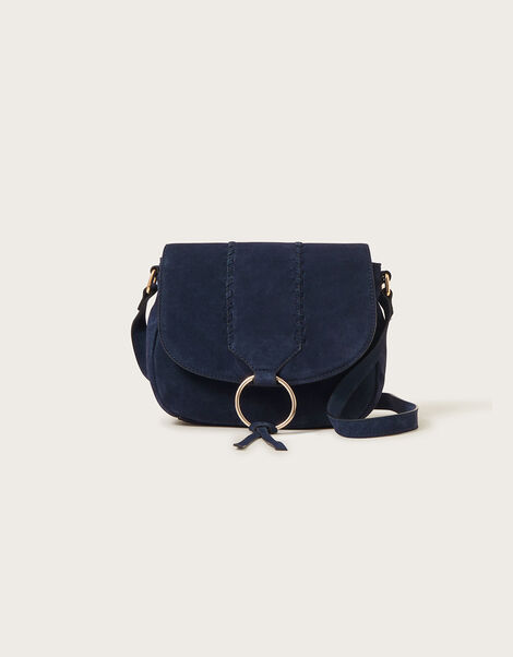 Suede Saddle Hoop Cross-Body Bag, , large