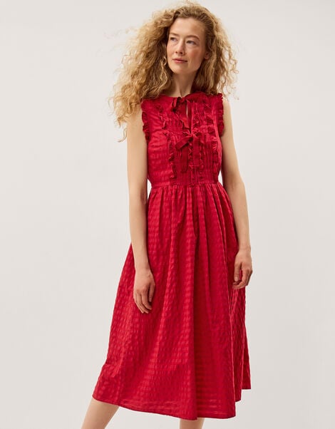 Bea Sleeveless Gingham Midi Dress, Pink (PINK), large