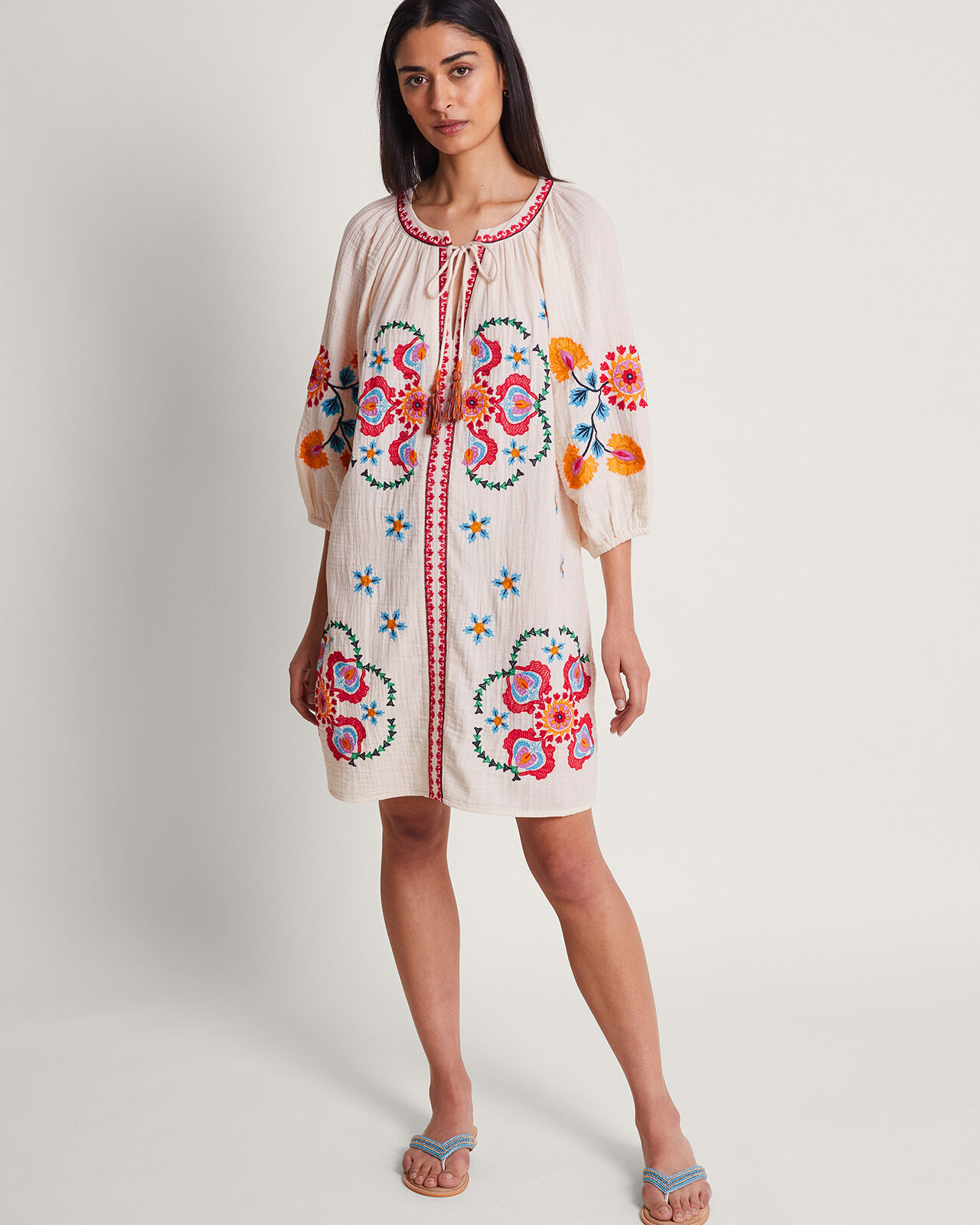 Opal Embroidered Kaftan Dress Ivory Kaftans Kimonos Monsoon Global