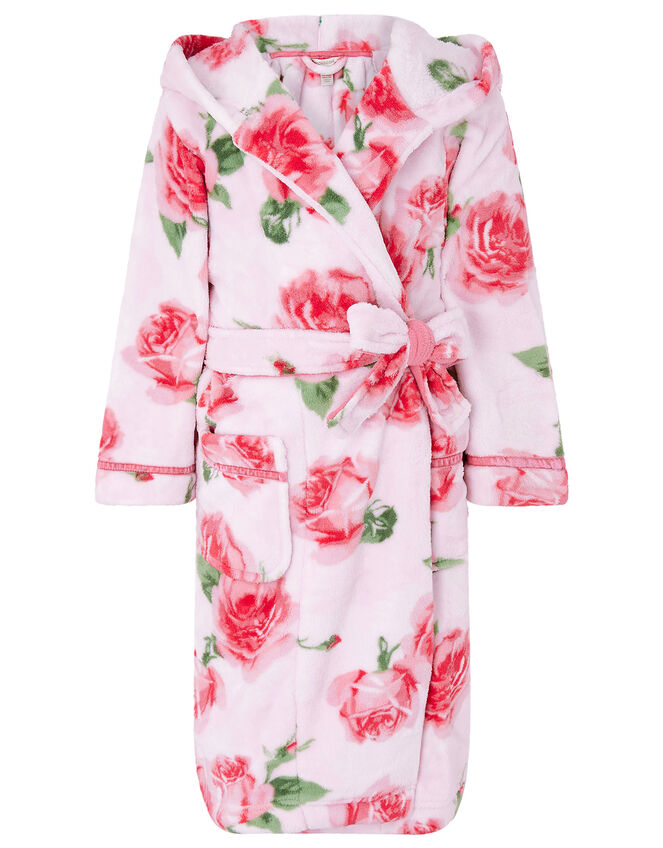 Chunky Rose Print Robe with Recycled Polyester, Pink (PINK), large
