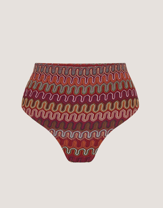 Zaria Knit High Waist Bikini Bottoms, Red (BURGUNDY), large