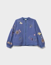 East Anyar Botanical Embroidered Cotton Twill Jacket, Blue (BLUE), large