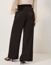 Maisie Satin Wide Leg Pants, Black (BLACK), large