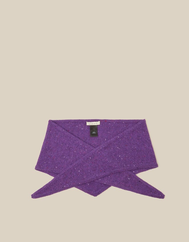 East Issy Knitted Triangle Scarf, VIOLET, large