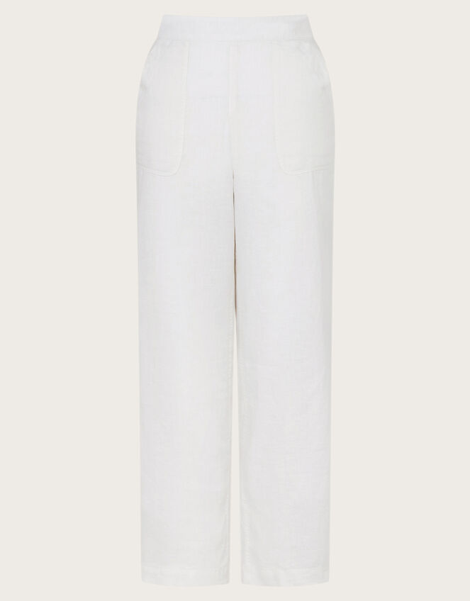 Parker Linen Crop Trousers, White (WHITE), large