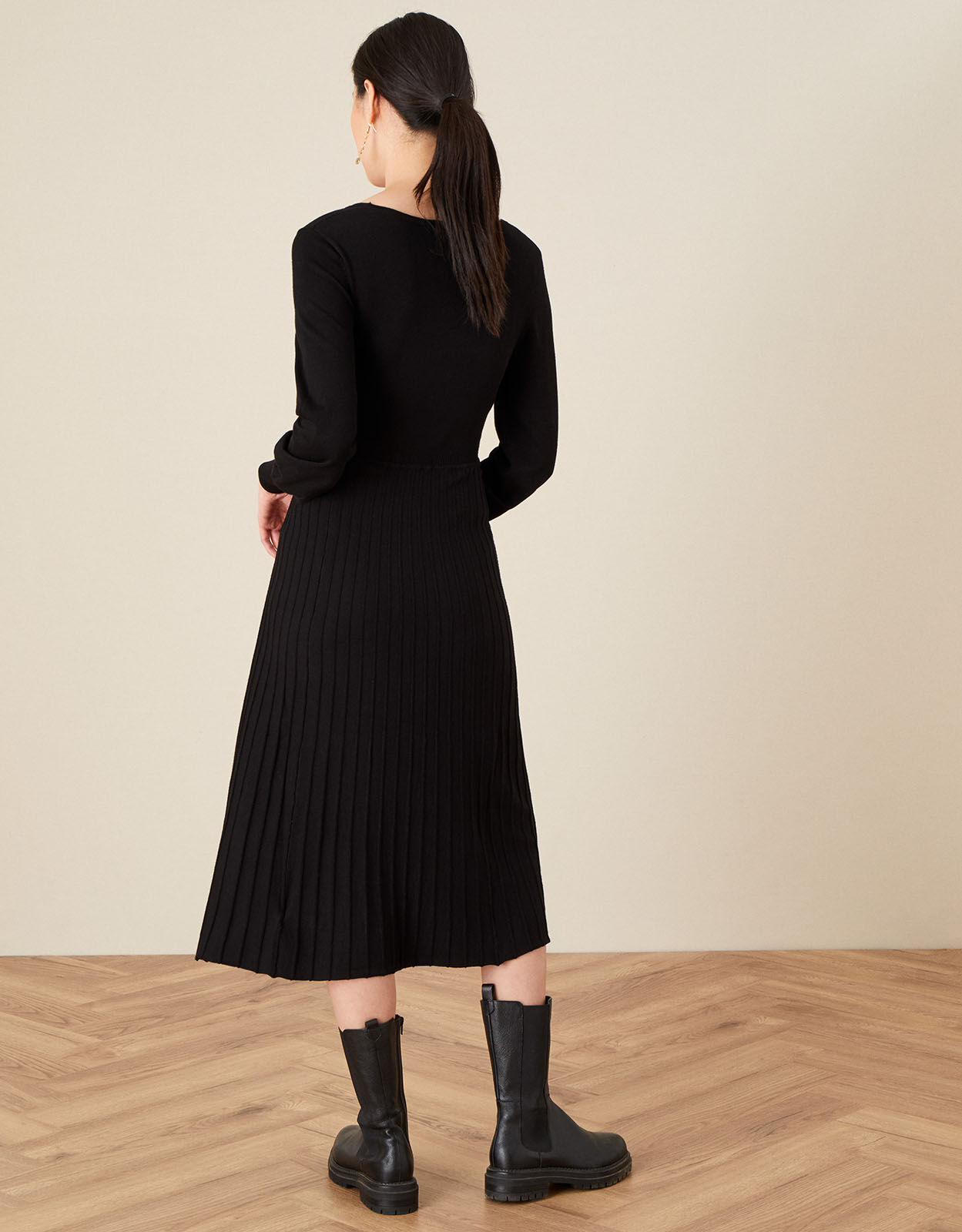Monsoon black knitted top dress