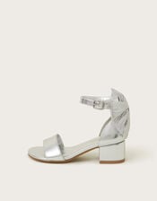 Open-Toe Bow Heels, Silver (SILVER), large
