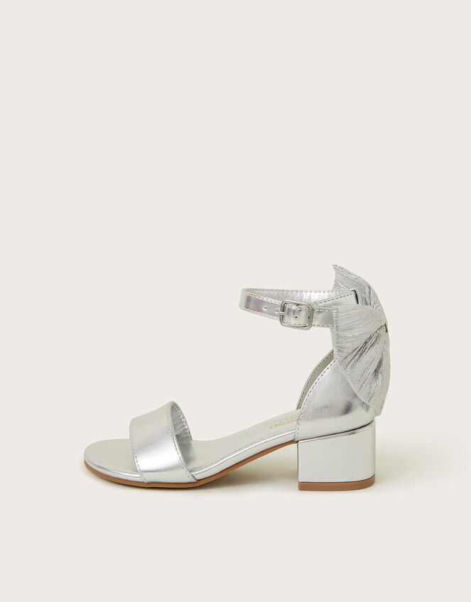 Open-Toe Bow Heels, Silver (SILVER), large