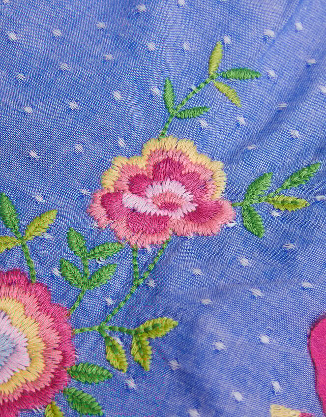 Baby Fairy Embroidered Frill-Sleeve Dress, Blue (BLUE), large