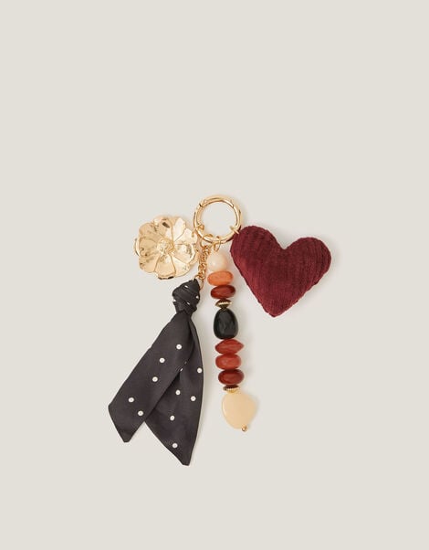 Heart & Polka Dot Scarf Bag Charm, , large