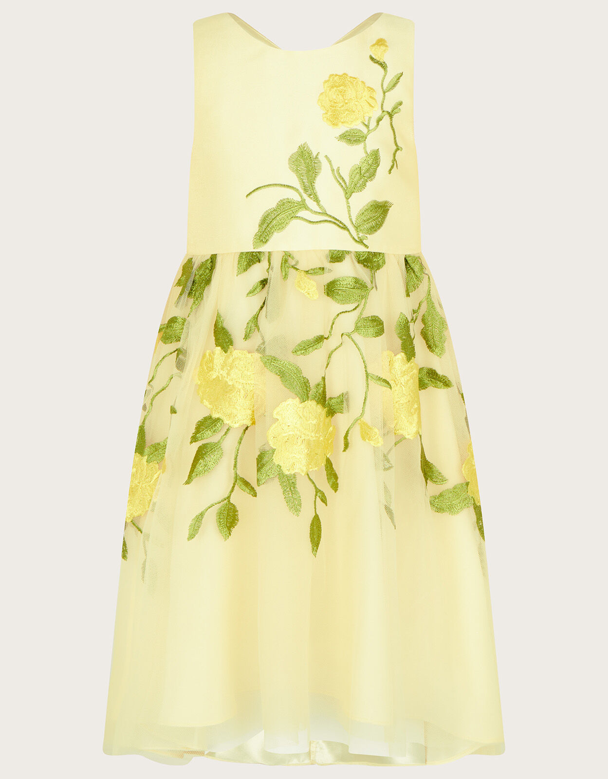 Roses Embroidered Dress Yellow