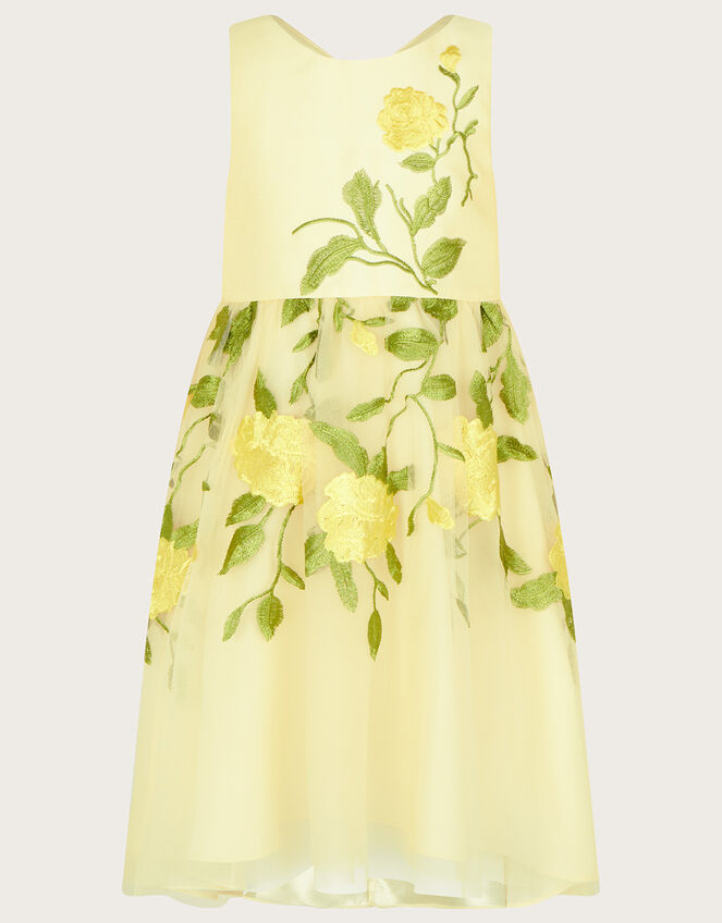 Roses Embroidered Dress, Yellow (LEMON), large