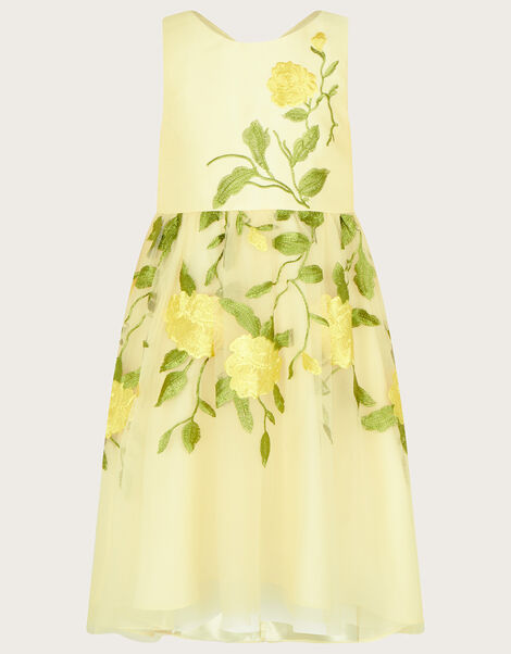 Roses Embroidered Dress, Yellow (LEMON), large