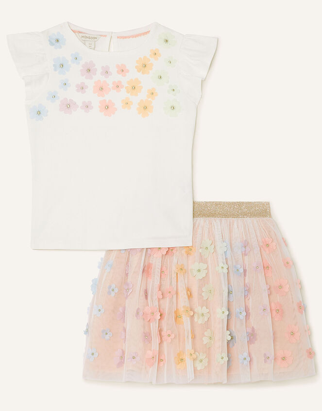 3D Flower Pastel Stripe Disco Set , Pink (PINK), large