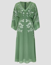 Hannah Embroidered Tea Dress, Green (GREEN), large