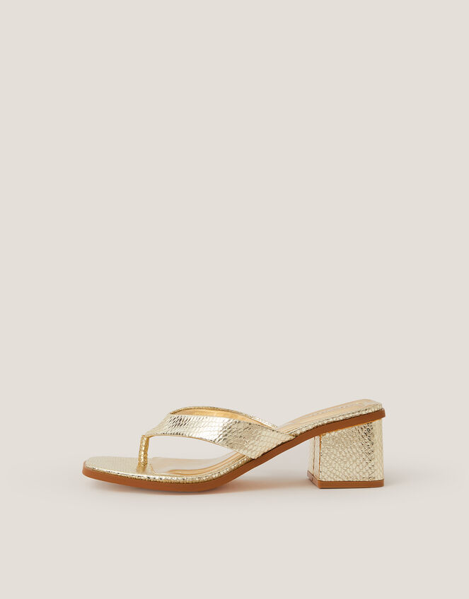 Tilly Toe Thong Mules, Gold (GOLD), large