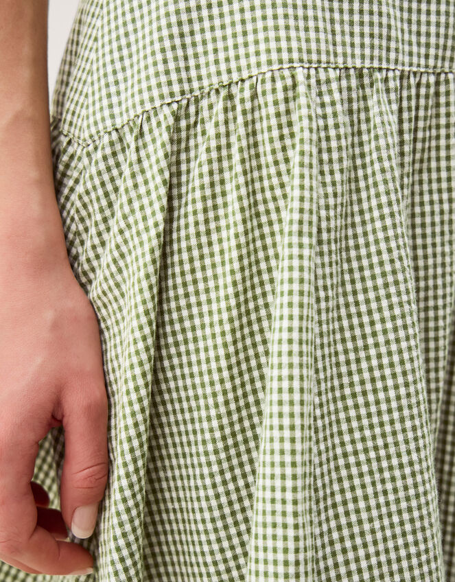 Gaia Gingham Midi Skirt, Green (GREEN), large