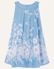 Floral Embellished Swing Dress, Blue (BLUE), large