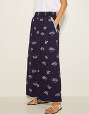 Briana Print Wide Leg Trousers, Blue (NAVY), large