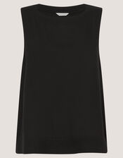 Lucy Linen Blend Tank Top, Black (BLACK), large