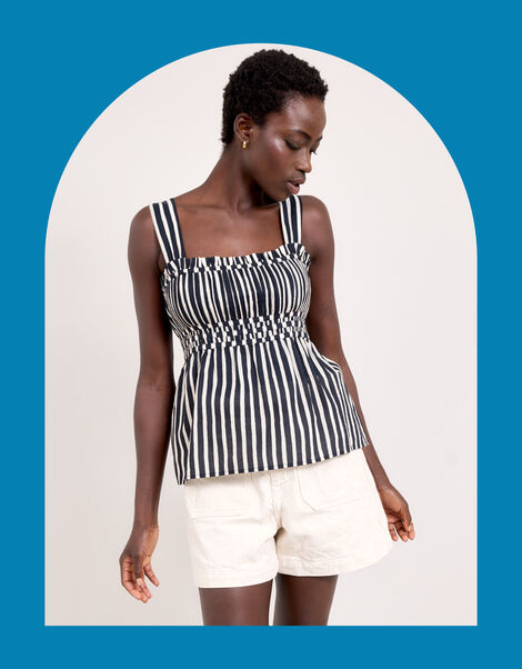 East Quinta Sleeveless Stripe Top, Black (BLACK WHITE), large