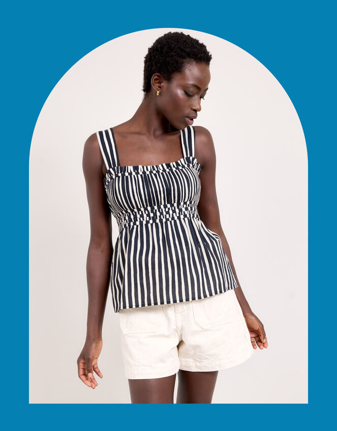 East Quinta Sleeveless Stripe Top, Black (BLACK WHITE), large