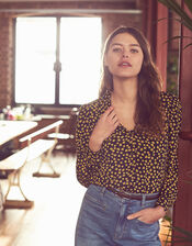 Floral Print Blouse with LENZING™ ECOVERO™, Black (BLACK), large