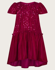 Vallie Velvet Sequin Swing Dress, Pink (MAGENTA), large