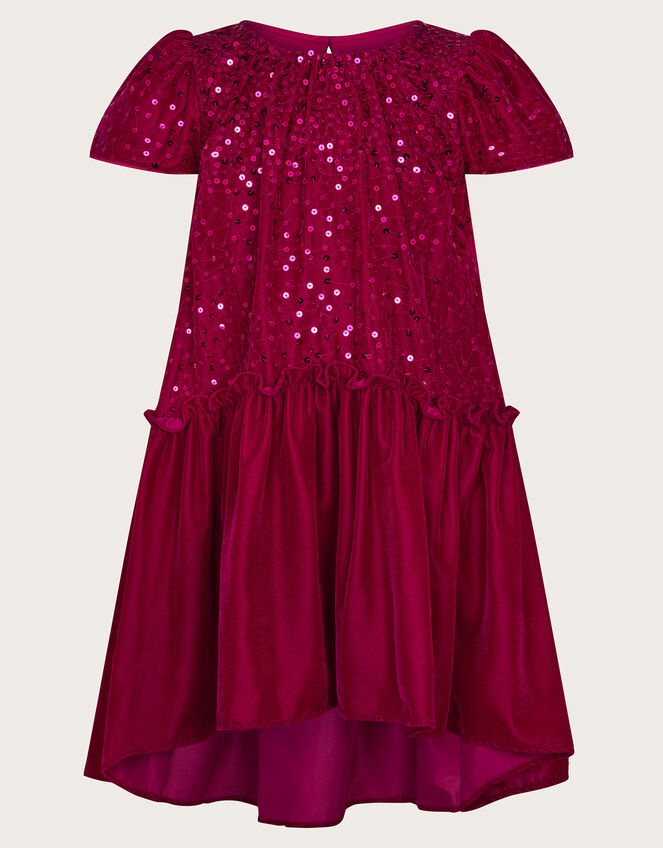 Vallie Velvet Sequin Swing Dress, Pink (MAGENTA), large