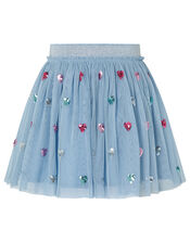 Disco Sequin Heart Skirt, Blue (BLUE), large
