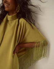 Novi High-Neck Fringe Mini Dress, Green (CHARTREUSE), large