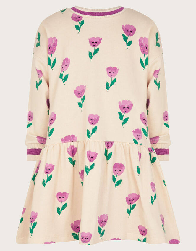 Tulip Print Sweatshirt Dress, Pink (PINK), large