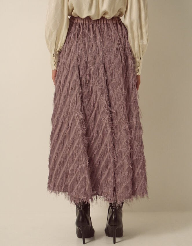 Fayana Fringe A-Line Midi Skirt, Mink (MINK), large