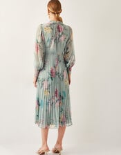 Agnes Floral Pleated Midi Dress, Green (SAGE), large