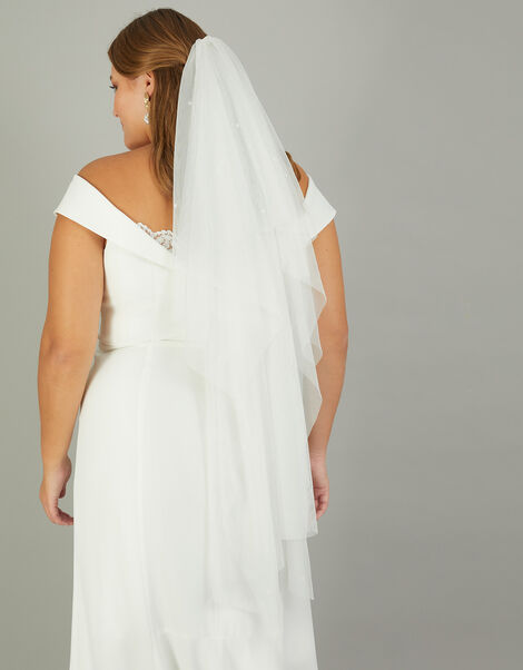 Pearl Flower Embellished Veil, , large
