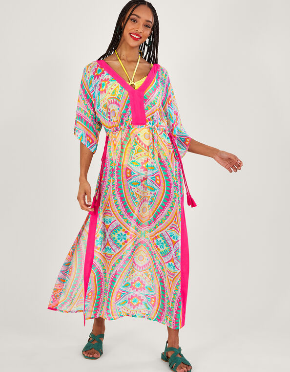 Mosaic Print Maxi Kaftan, Pink (PINK), large