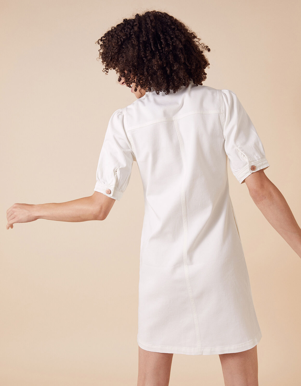 Denim Shirt Dress in Recycled Cotton Ivory Day Dresses Monsoon