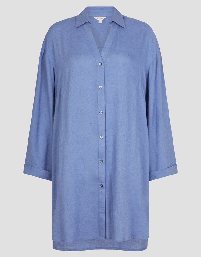 Esme Beach Shirt Dress, Blue (BLUE), large