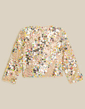 Zoe Velvet Bow Rainbow Sequin Jacket, Multi (MULTI), large