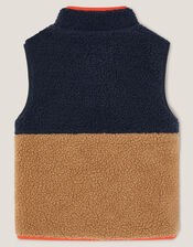 Colourblock Borg Gilet, Blue (NAVY), large