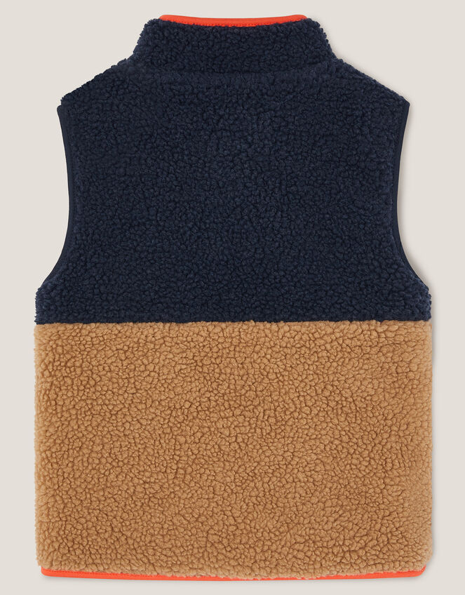 Colourblock Borg Gilet, Blue (NAVY), large